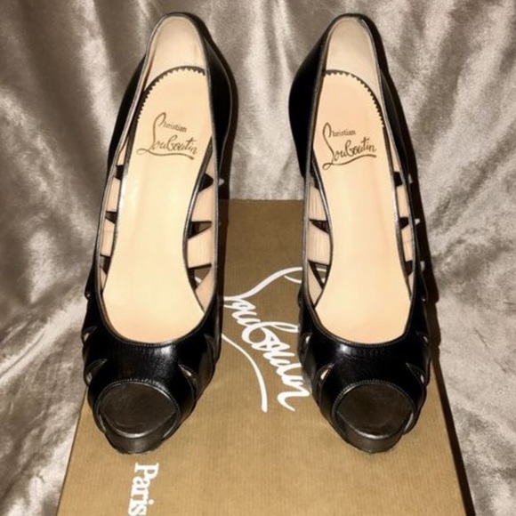 Christian Louboutin Peep Toe Leather Pumps - Picture 7 of 7